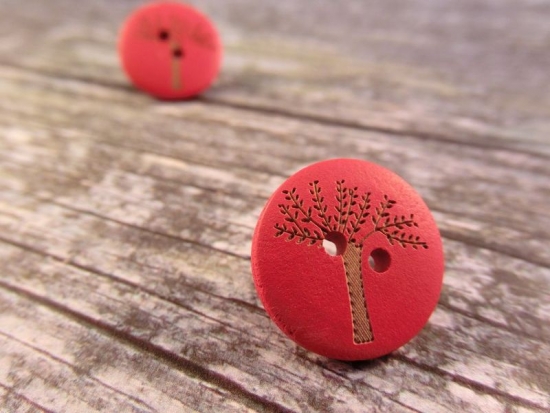 Preview: Baum Knopf Ohrstecker Holz Button wood tree rot